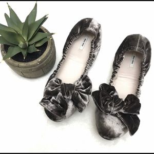 Miu Miu Velvet Bow Flats